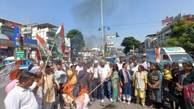 टाटा मैजिक में युवती से सामूहिक दुष्कर्म मामला : भाजपा सरकार का पुतला फूंका